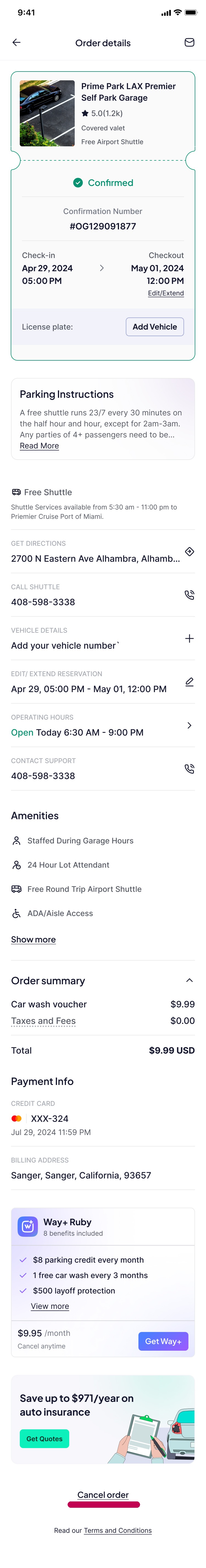 cancel button in order details screen
