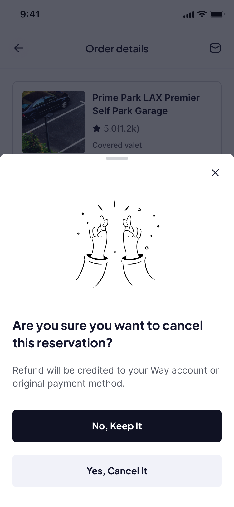 cancel confirmation screen