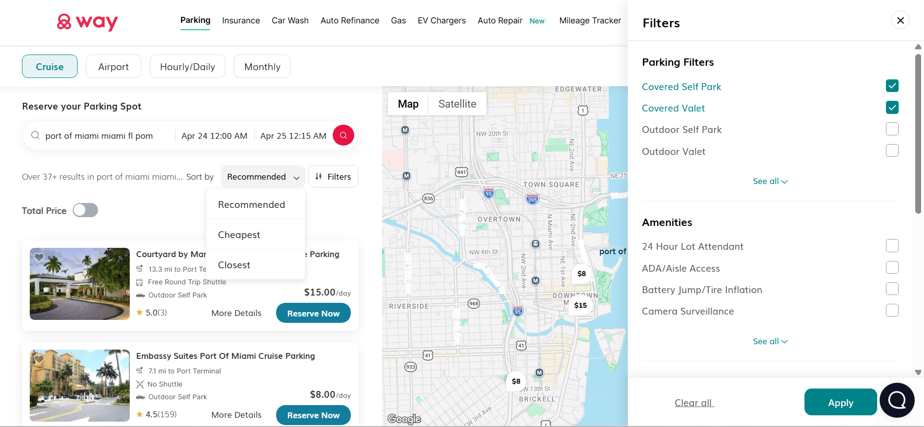 covered cruise parking
