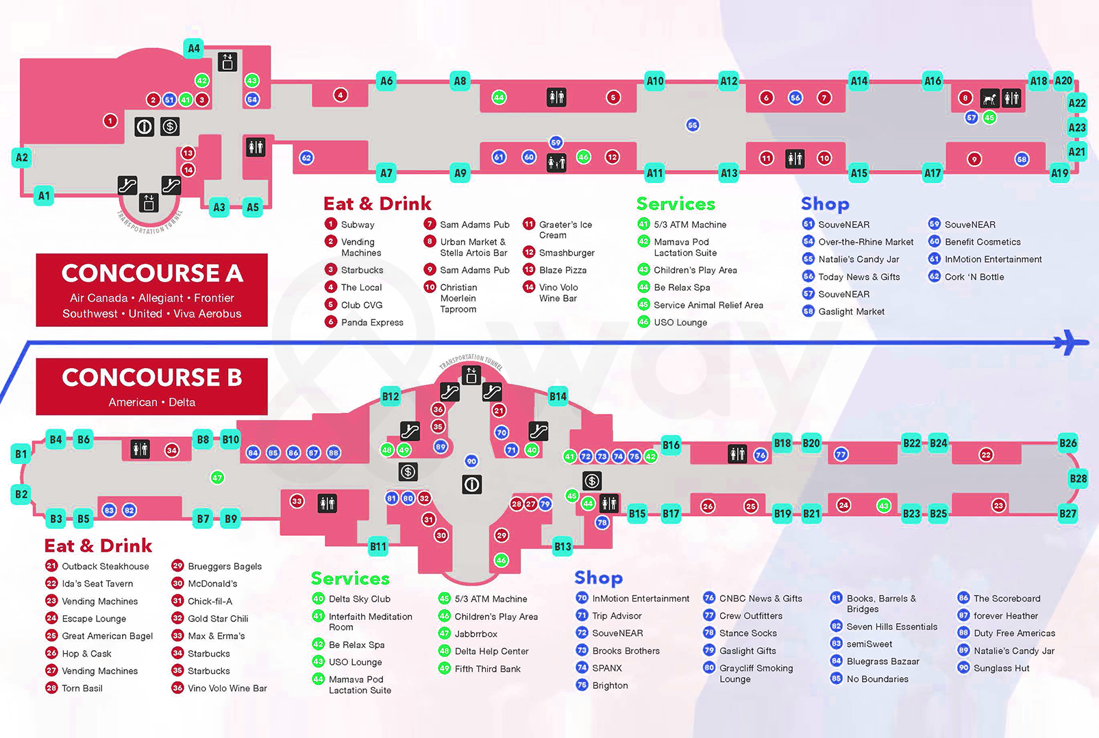 Cincinnati Northern Kentucky International Airport Map CVG Map Cincinnati Northern Kentucky International Airport Map CVG Map