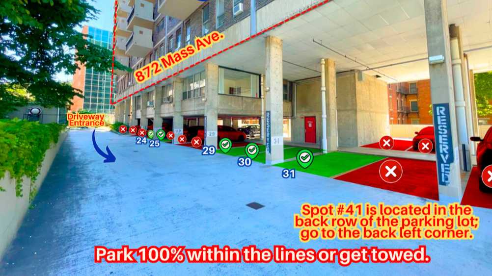 872 Mass Ave. - Spots #24, 25, 29, 30, 31 or 41 Only