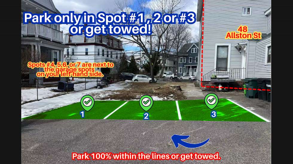48 Allston St. - Spot #1, 2, 3, 4, 5, 6 or 7 Only